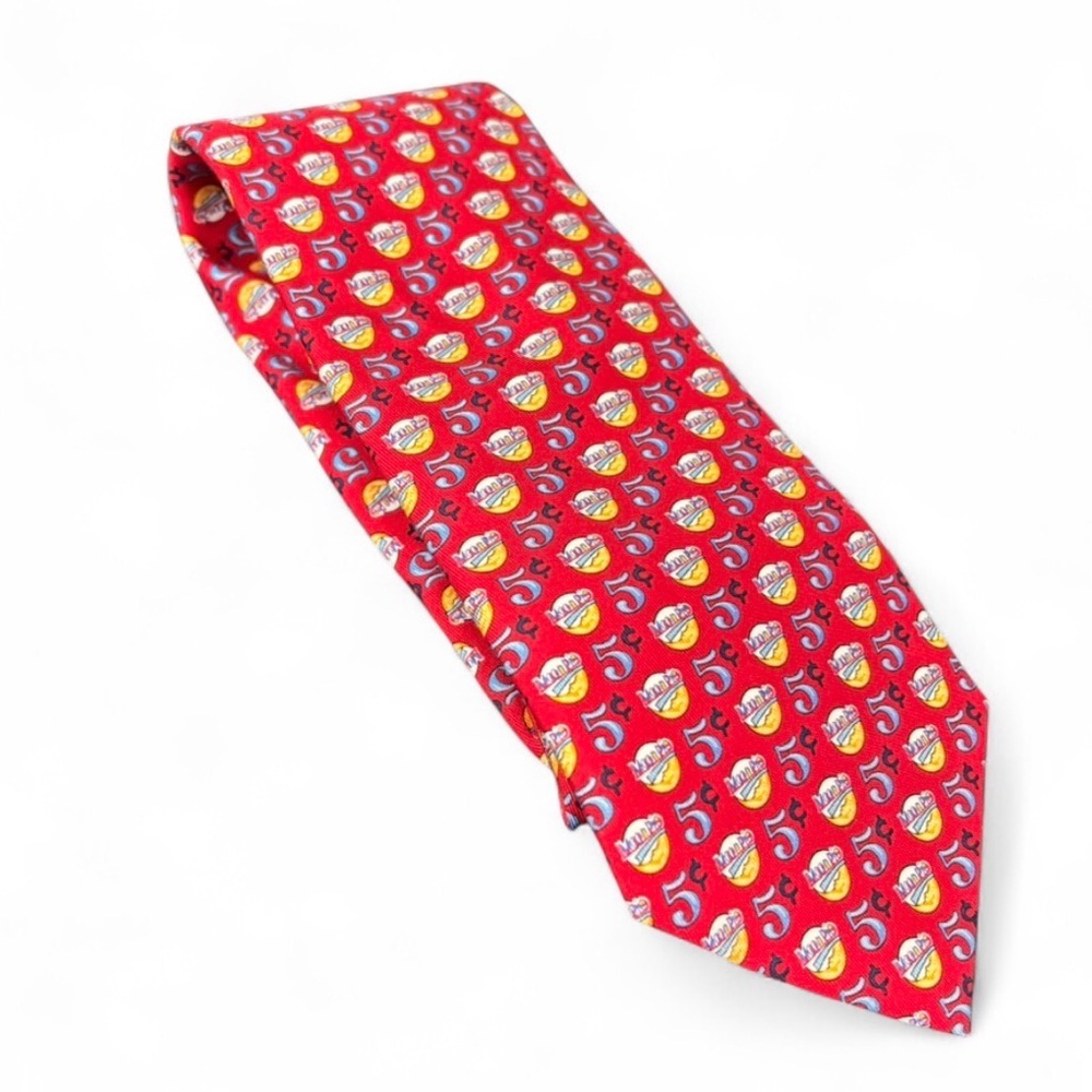 Vineyard Vines custom collection Moon Pie necktie tie red 100% silk 3.75”